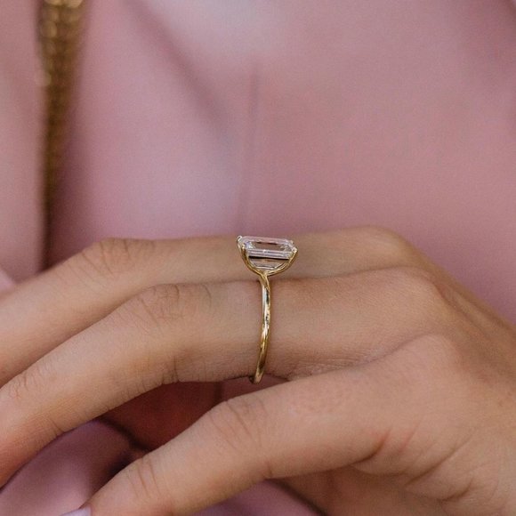 Certified 2.5 ct. t.w. Moissanite Diamond Emerald Cut Engagement Ring NEW - Picture 9 of 15